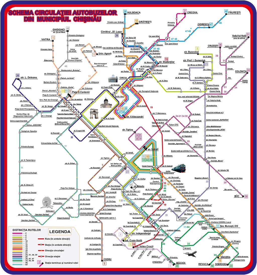 Schema de circulatie a autobuzelor in raza municipiului Chisinau